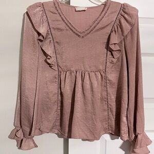 Altar'd State Mauve Ruffle Blouse women’s size M